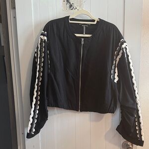 Anthropologie Scalloped Bomber Jacket